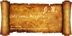 Jánosi Milán névjegykártya